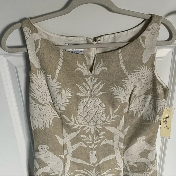 New! Maggy London Tropical beaded Floral Sheath Dress monkeys 18718 - Picture 2 of 11